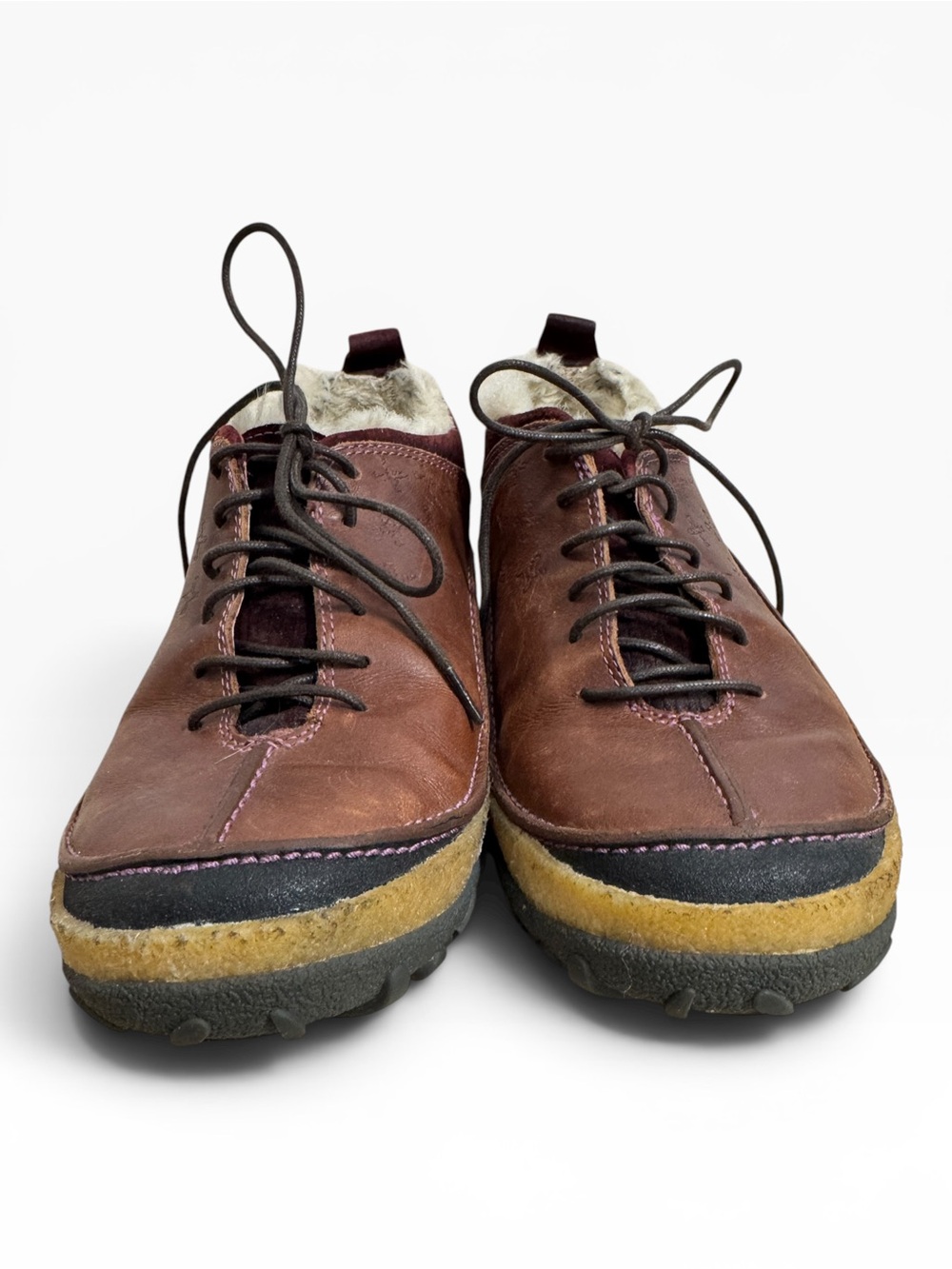 Merrell Orleans Leather Faux Fur Lined Shoes Womens 8.5 Brown Comfort Lace Up - Picture 2 of 8